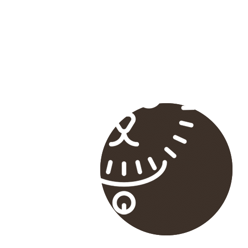 A stylized brown and white cat logo with a minimalist design embodies the spirit of a caring vet. The cat's head is depicted in profile, showing whiskers and closed eyes, shaped in a circle. This playful and friendly logo exudes warmth, reflecting the compassionate nature of veterinarians.