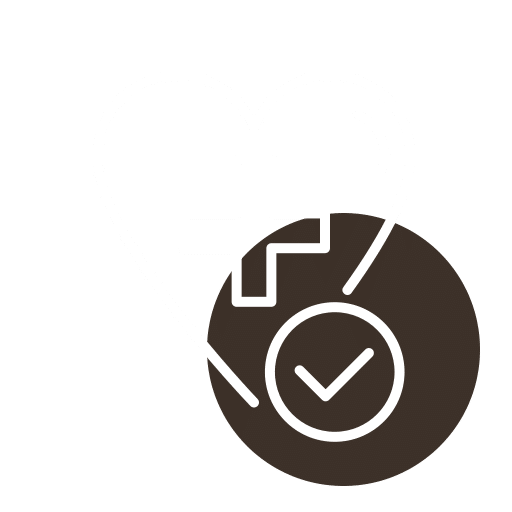 A minimalist icon of a heart outline, symbolizing veterinary care, contains a plus sign. Overlapping the bottom right is a circle featuring a checkmark. The design is in white against a dark background, capturing the essence of trust and precision found in veterinarian services.